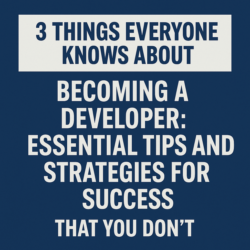 3 Things Everyone Knows About BECOMING A DEVELOPER: ESSENTIAL TIPS AND STRATEGIES FOR SUCCESS That You Don't